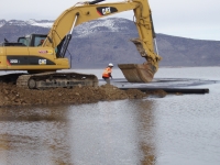 Construction of the Crump Lake tern nesting island